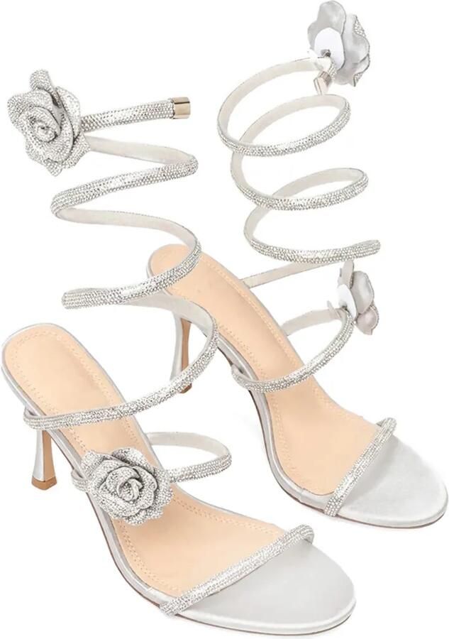 TWENTY FOURHAITCH Coral sandalen met bloemen-detail Zilver - Foto 5
