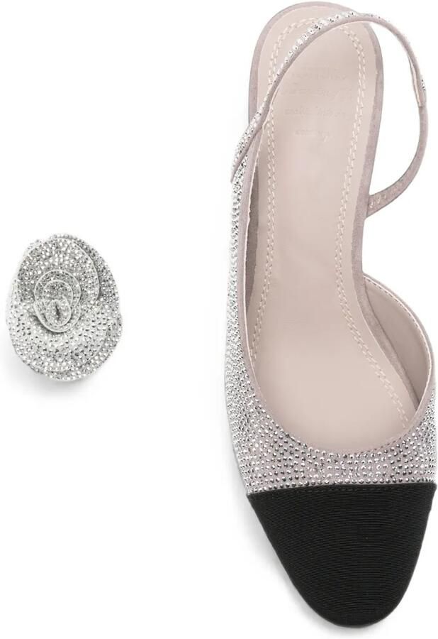 TWENTY FOURHAITCH Pumps verfraaid met kristallen en bloem-detail Zilver