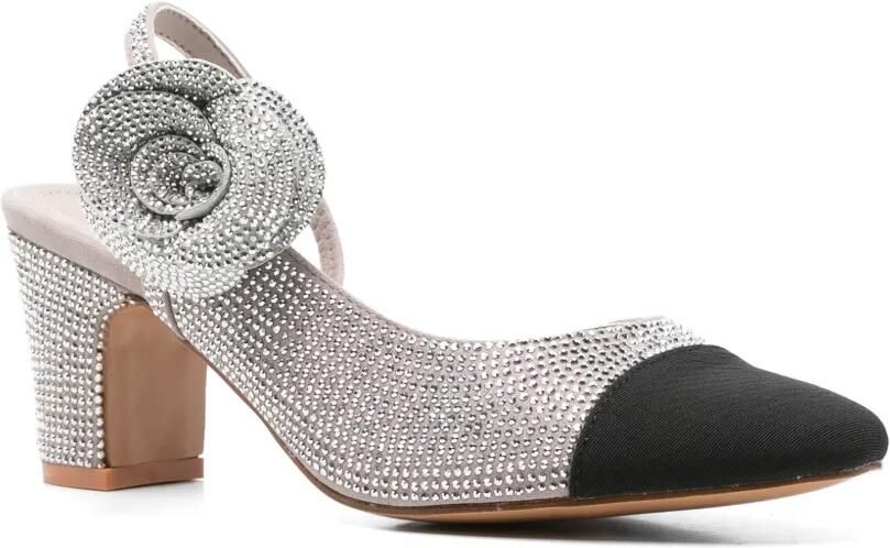 TWENTY FOURHAITCH Pumps verfraaid met kristallen en bloem-detail Zilver - Foto 3