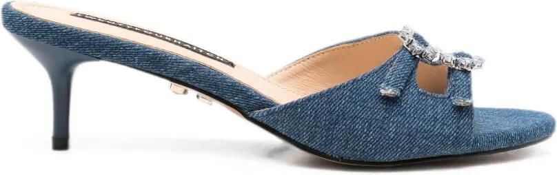 TWENTY FOURHAITCH Sabaudia denim sandalen verfraaid met kristallen Blauw
