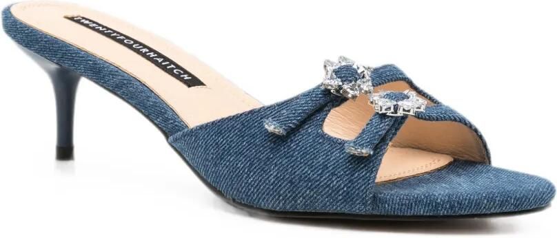 TWENTY FOURHAITCH Sabaudia denim sandalen verfraaid met kristallen Blauw - Foto 3