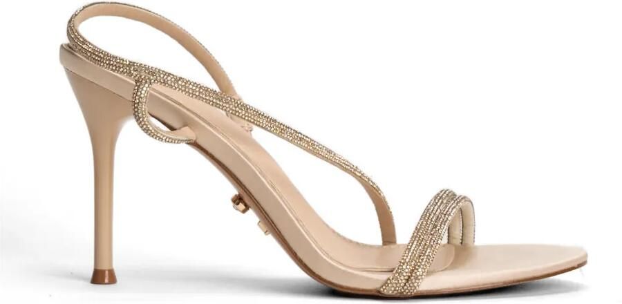TWENTY FOURHAITCH Sandalen met bandje van stras Beige