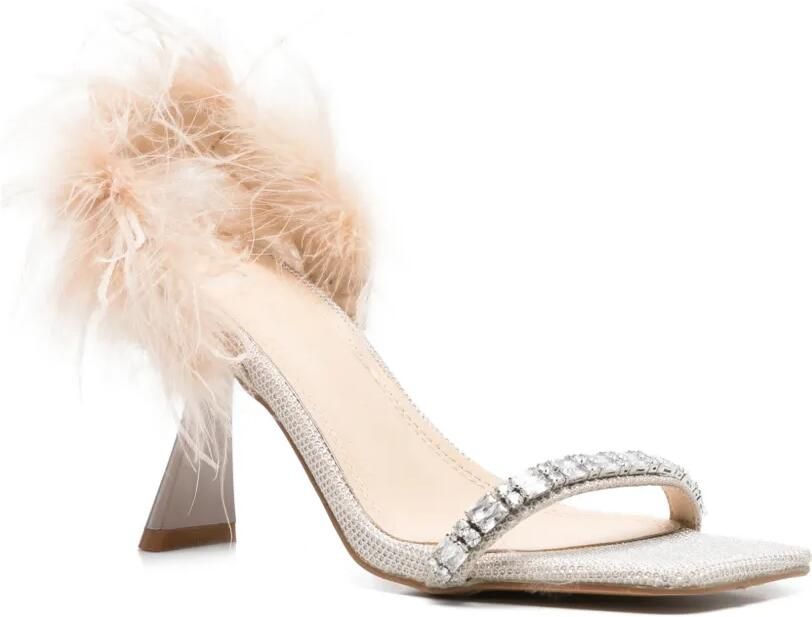 TWENTY FOURHAITCH Sandalen verfraaid met kristallen en veren afwerking Beige - Foto 2