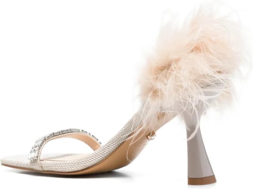 TWENTY FOURHAITCH Sandalen verfraaid met kristallen en veren afwerking Beige - Foto 3