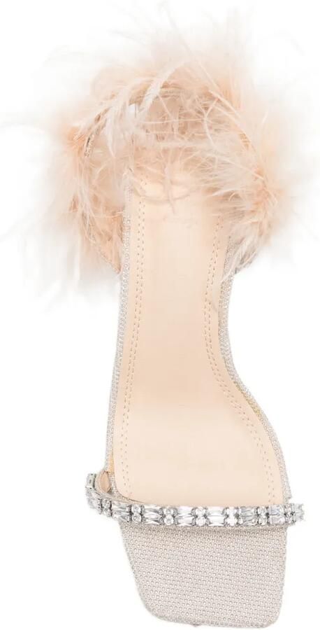 TWENTY FOURHAITCH Sandalen verfraaid met kristallen en veren afwerking Beige - Foto 4