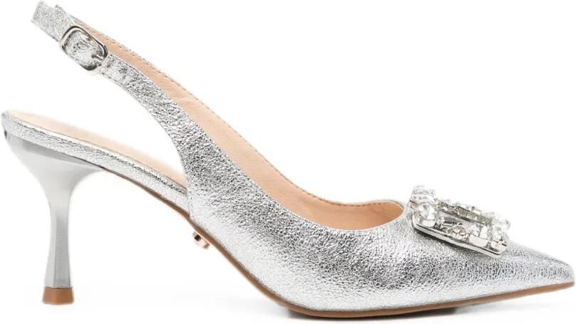 TWENTY FOURHAITCH Slingback pumps met kristallen detail Zilver