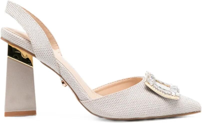 TWENTY FOURHAITCH Slingback pumps met kristallen en hak Zilver