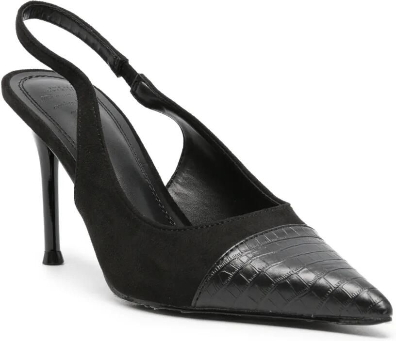 TWENTY FOURHAITCH Varne pumps met krokodillen-reliëf en puntige neus Zwart - Foto 2