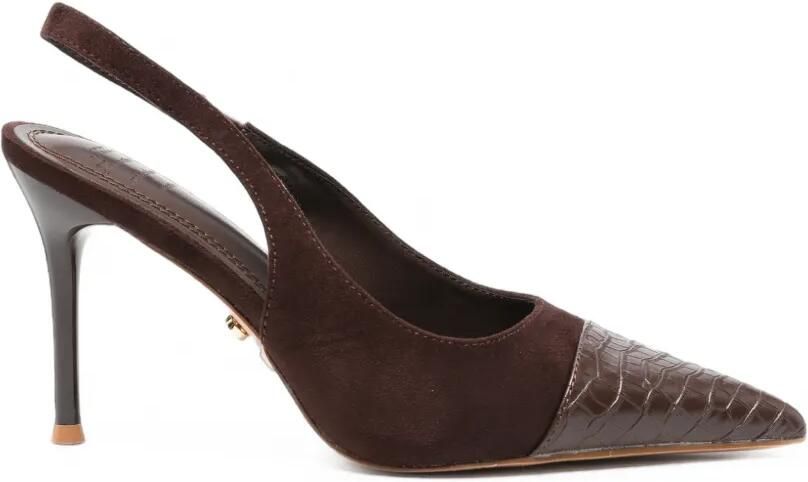 TWENTY FOURHAITCH Varne slingback pumps met krokodillen-reliëf Bruin