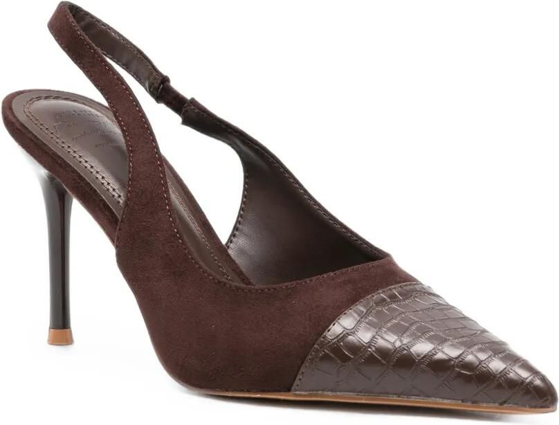 TWENTY FOURHAITCH Varne slingback pumps met krokodillen-reliëf Bruin - Foto 3