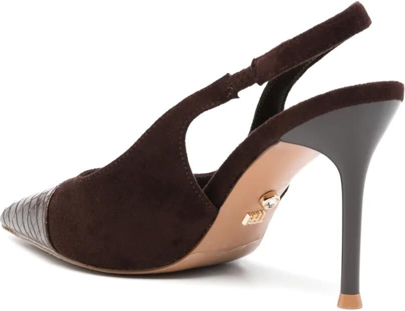 TWENTY FOURHAITCH Varne slingback pumps met krokodillen-reliëf Bruin - Foto 2