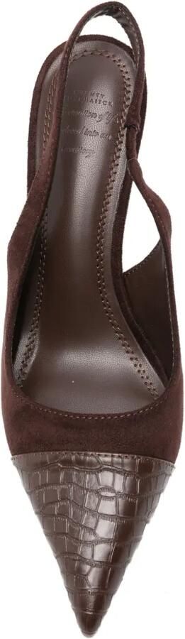 TWENTY FOURHAITCH Varne slingback pumps met krokodillen-reliëf Bruin - Foto 4