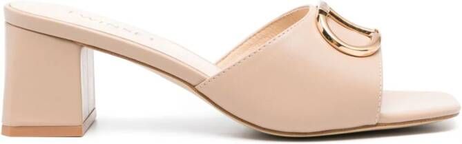 TWINSET Eleanor sandalen met logoplakkaat Beige