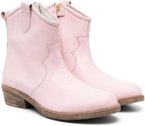 TWINSET Kids Leren enkellaarzen Roze