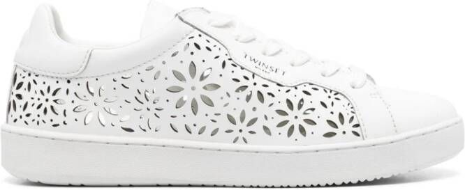 TWINSET laser-cut leather sneakers Wit