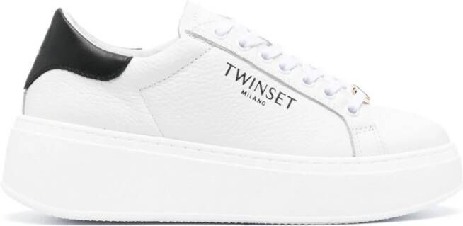 TWINSET Leren sneakers met plateauzool Wit