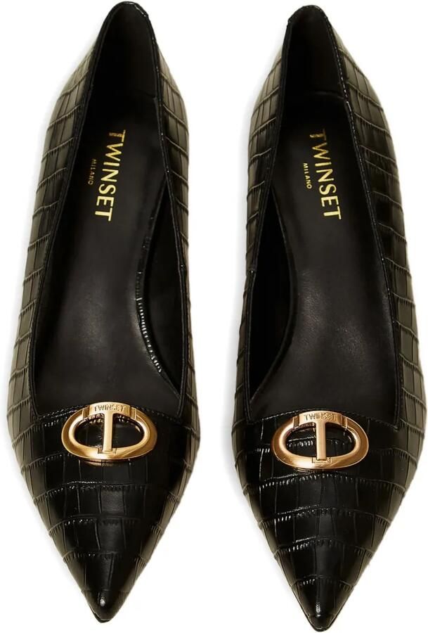 TWINSET 50 mm Oval-T pumps met krokodillen-reliëf Zwart - Foto 2
