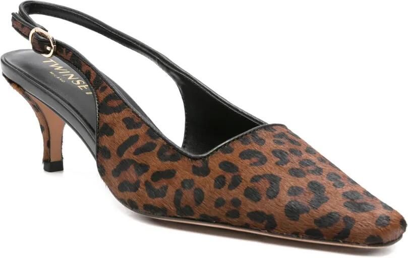 TWINSET 70 mm slingback pumps met luipaardprint Bruin - Foto 3