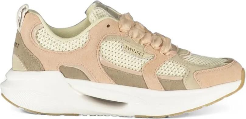 TWINSET Athletic perforated panelled sneakers Beige