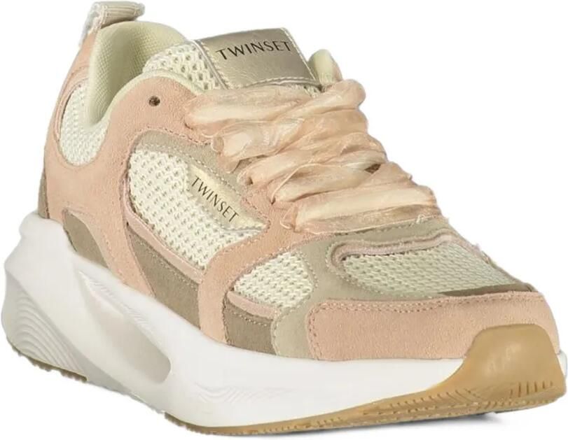 TWINSET Athletic perforated panelled sneakers Beige - Foto 3