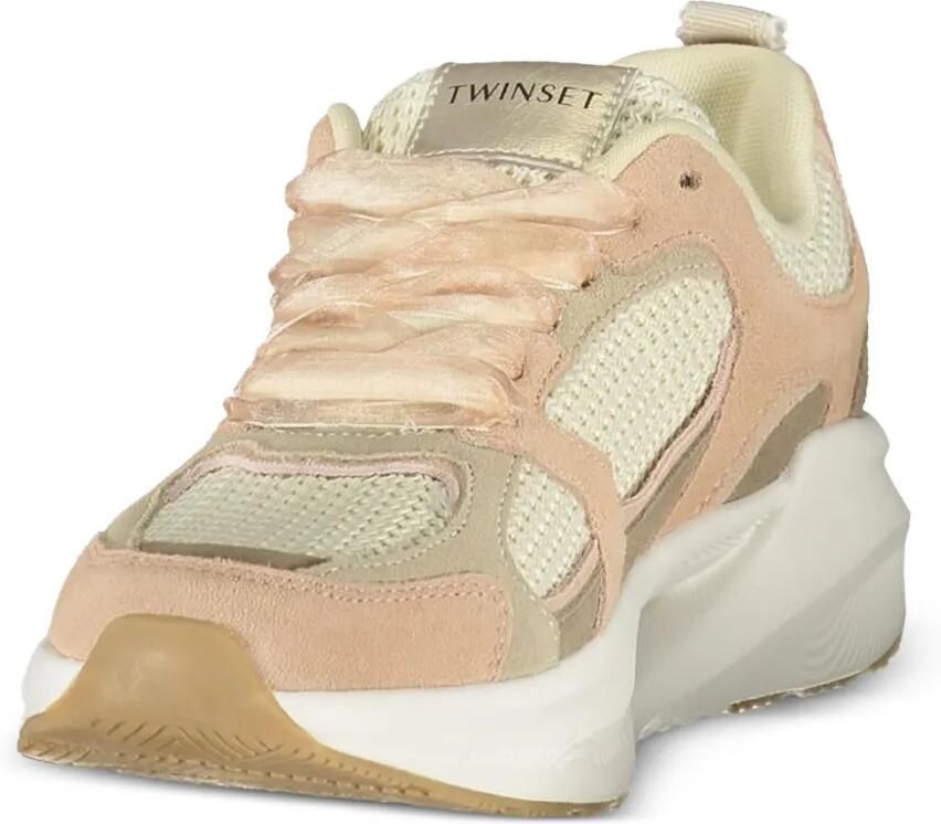TWINSET Athletic perforated panelled sneakers Beige - Foto 2