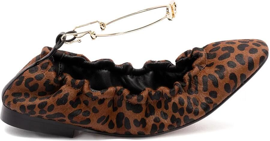 TWINSET Ballerina's met luipaardprint en ketting Bruin
