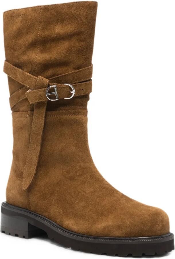 TWINSET buckle-strap suede boots Bruin - Foto 2