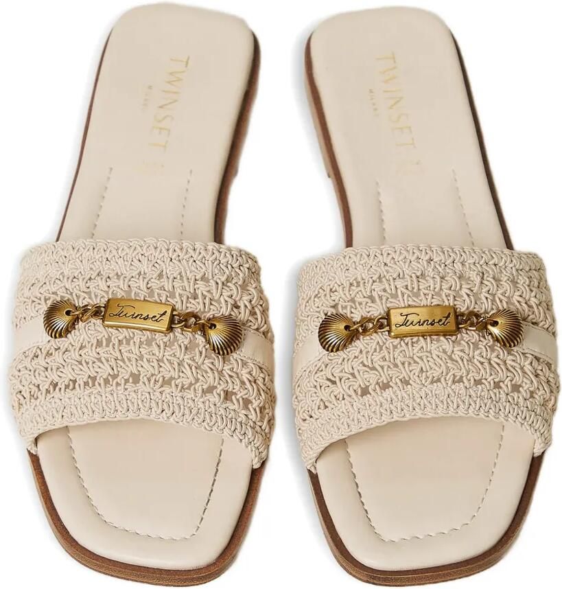 TWINSET Gehaakte sandalen met applicatie Beige