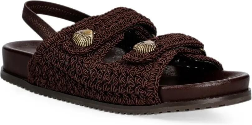 TWINSET Gehaakte sandalen verfraaid met schelp Bruin