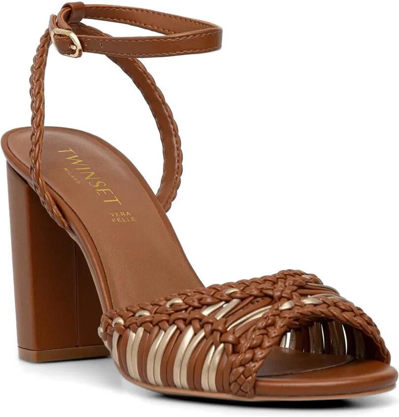 TWINSET Geweven sandalen met enkelbandje Bruin