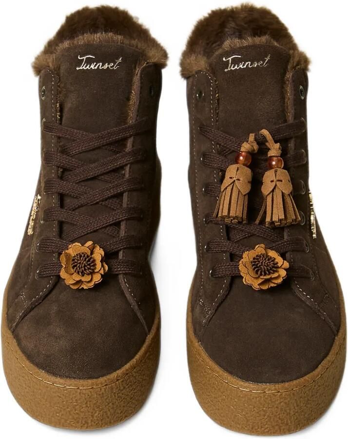 TWINSET high-top leather trainers Bruin - Foto 2