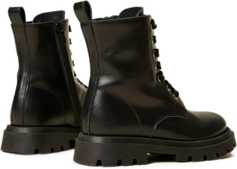 TWINSET Kids Leren combat boots met logo Zwart - Foto 4