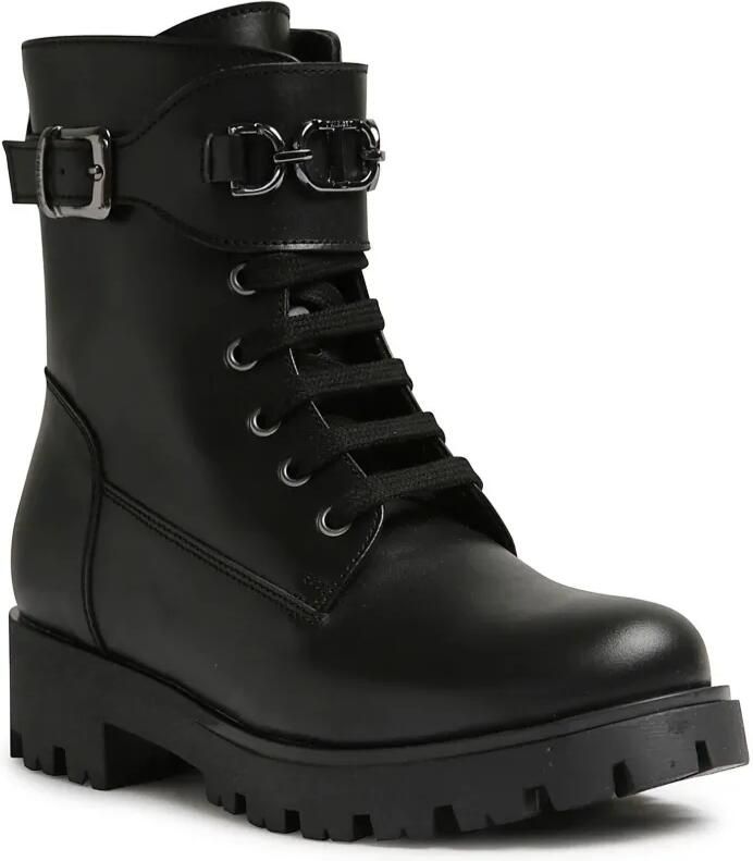 TWINSET Kids Leren combat boots Zwart