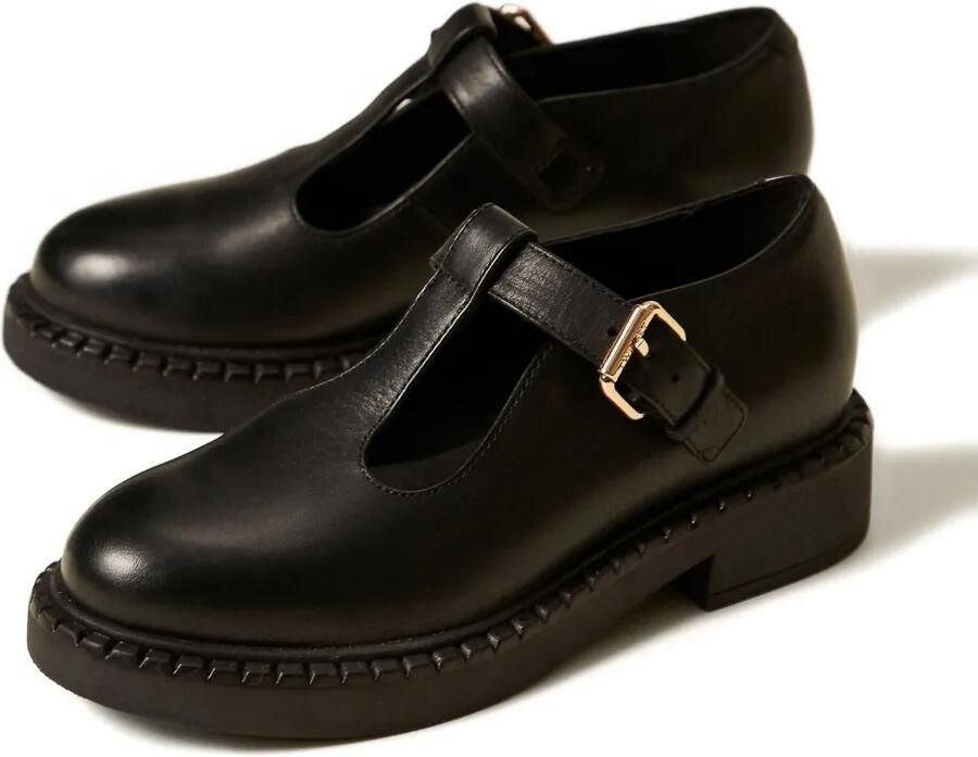 TWINSET Kids Leren loafers met gesp Zwart - Foto 3