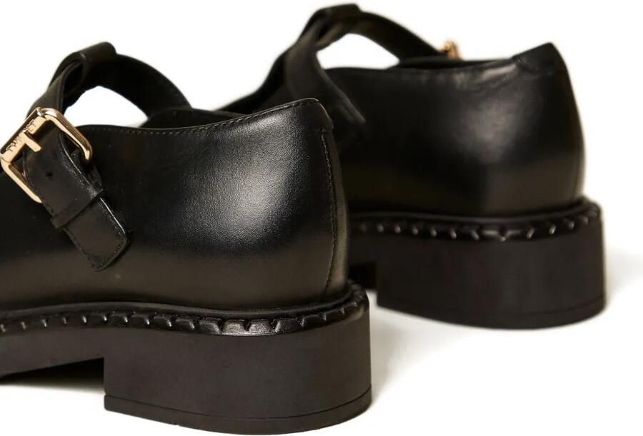 TWINSET Kids Leren loafers met gesp Zwart - Foto 4