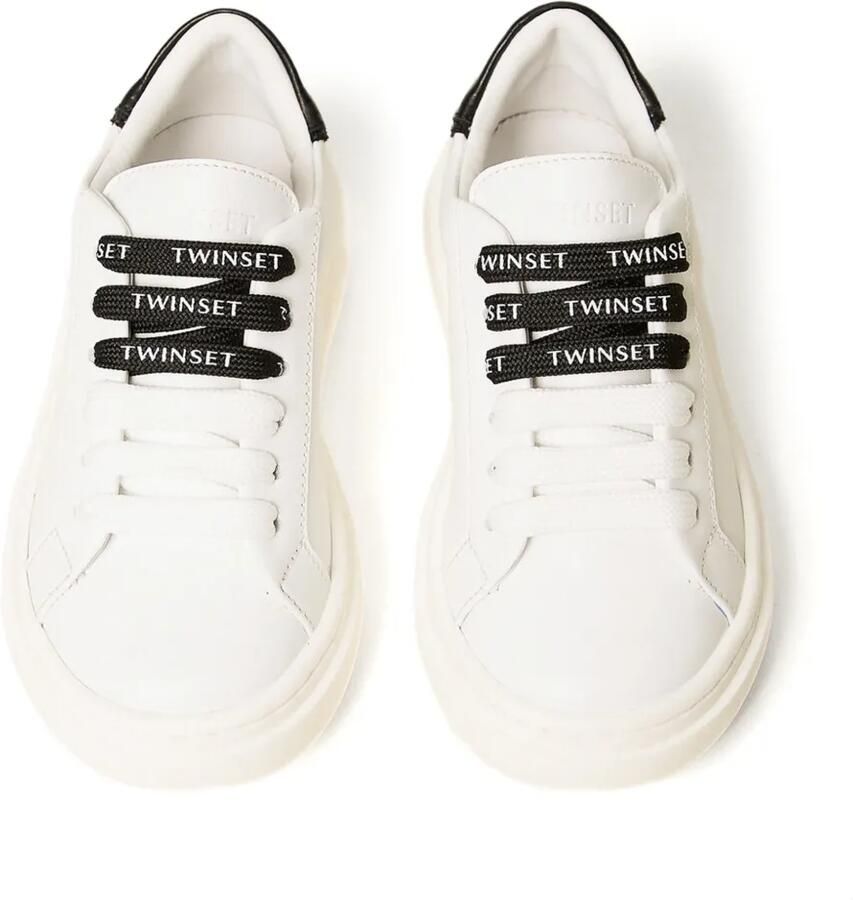 TWINSET Kids Leren sneakers met logo Wit - Foto 2