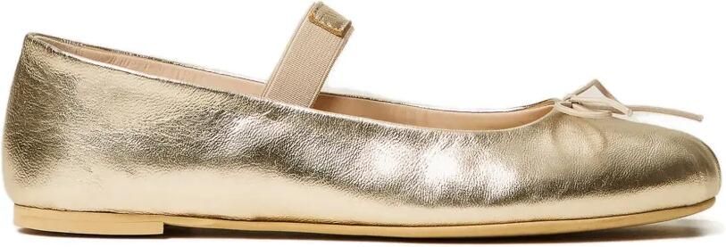 TWINSET Kids Mary Jane leren ballerina's met strikdetail Goud