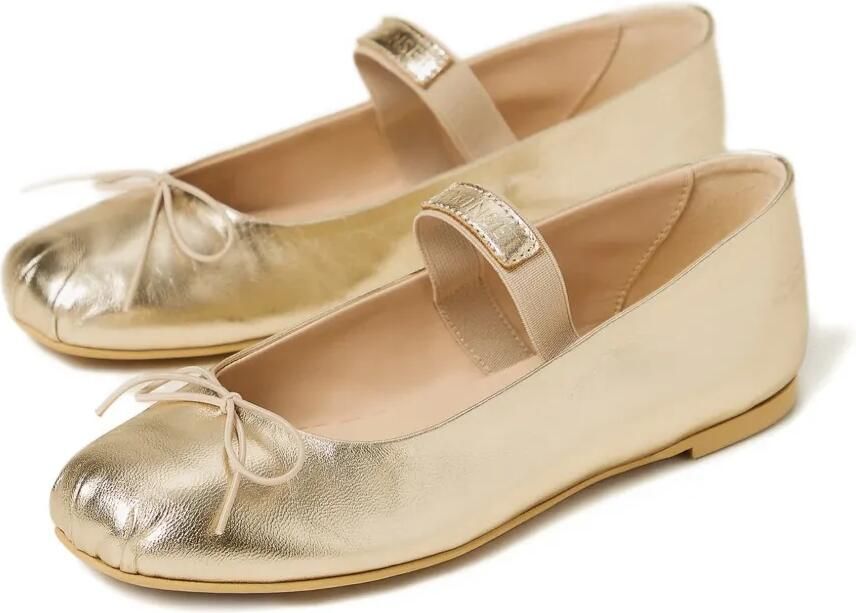 TWINSET Kids Mary Jane leren ballerina's met strikdetail Goud - Foto 3