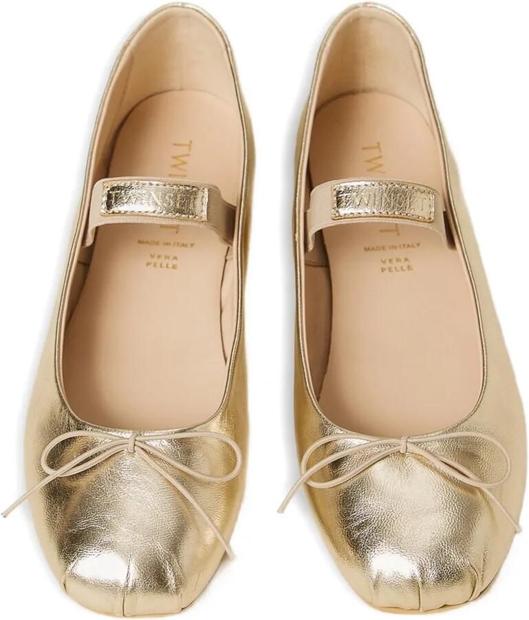 TWINSET Kids Mary Jane leren ballerina's met strikdetail Goud - Foto 2