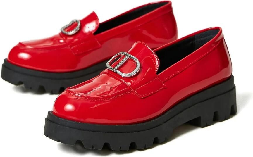 TWINSET Kids Oval T lakleren loafers Rood