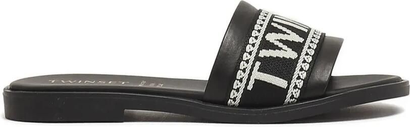 TWINSET Kids Sandalen met logoband Zwart