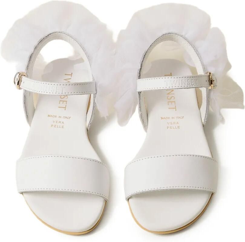 TWINSET Kids Sandalen met tulen applicatie en gesp Wit - Foto 2