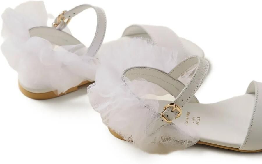 TWINSET Kids Sandalen met tulen applicatie en gesp Wit - Foto 3