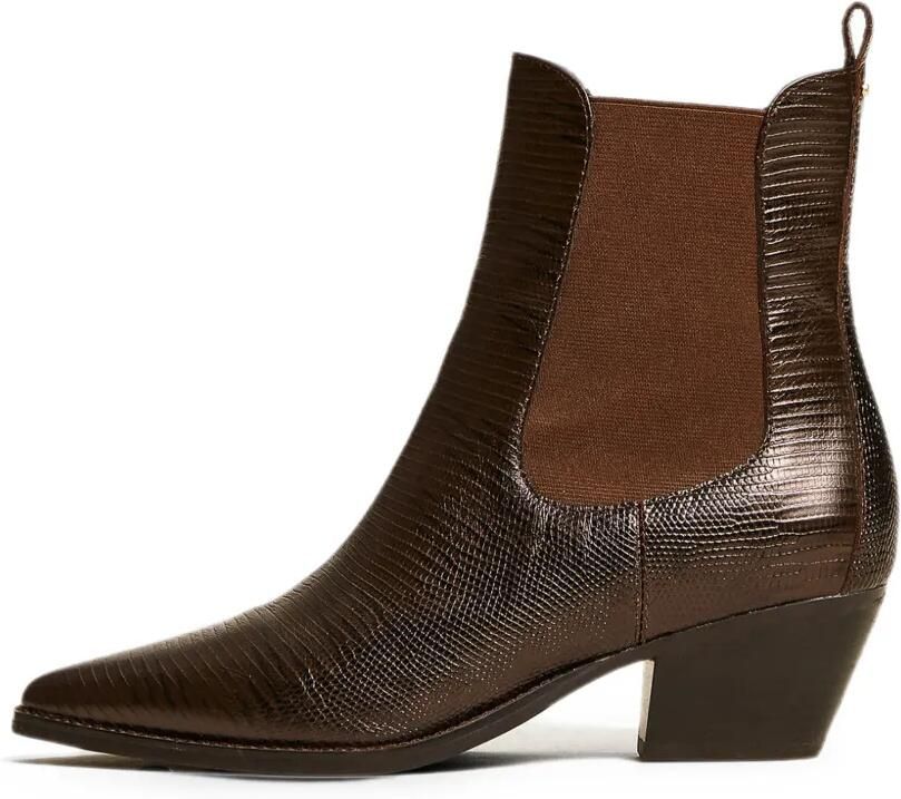 TWINSET Korte leren laarzen met elastiek Bruin