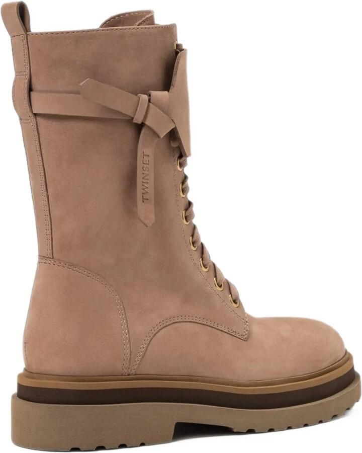 TWINSET leather combat boots with insert Beige - Foto 2