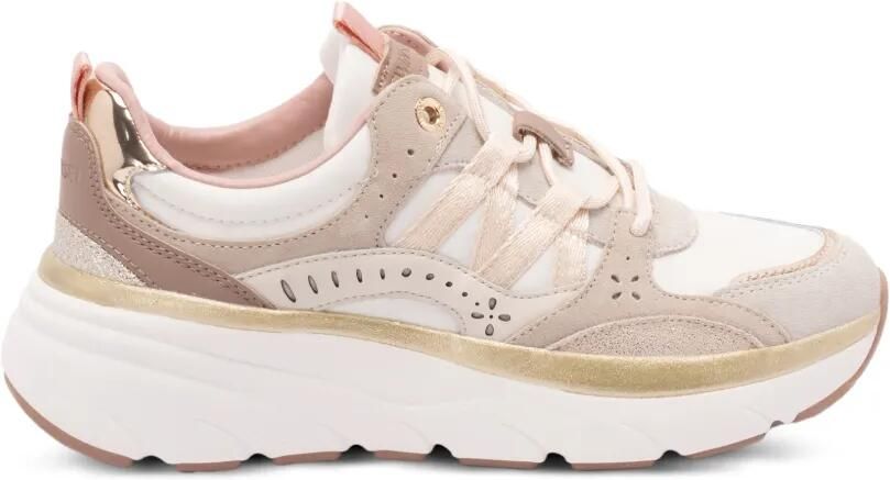 TWINSET Leren en mesh sneakers Beige