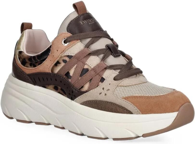 TWINSET Leren hardloopsneakers Beige - Foto 3
