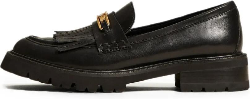 TWINSET Leren loafers met franje Zwart