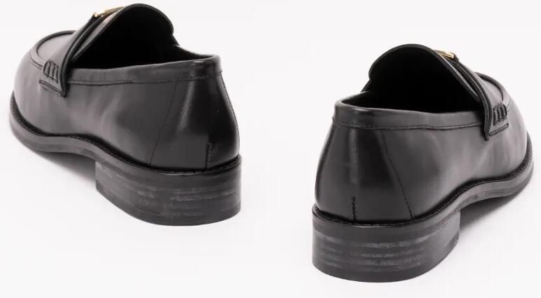 TWINSET Leren loafers met logo Zwart