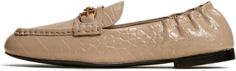 TWINSET Leren mocassins met krokodillen-print Beige